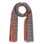 Orange and grey striped wool scarf